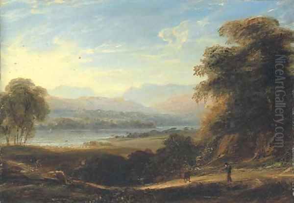 View of Langdale Pikes and Ullswater Oil Painting by Anthony Vandyke Copley Fielding