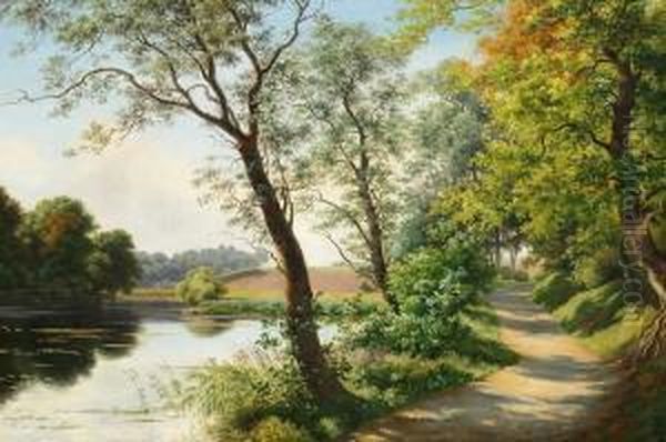 A View Of Mosegangen At Orholm, Denmark Oil Painting by August Carl Vilhelm Thomsen