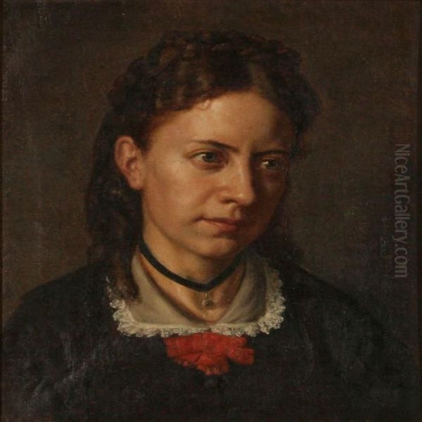 Portrait Of A Young Woman Oil Painting by Carl Christian Thomsen