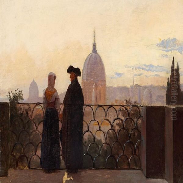 From Monte Pincio Inrome Oil Painting by Carl Christian Thomsen