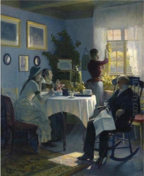 En Sondag Eftermiddag (a Sunday Afternoon) Oil Painting by Carl Christian Thomsen