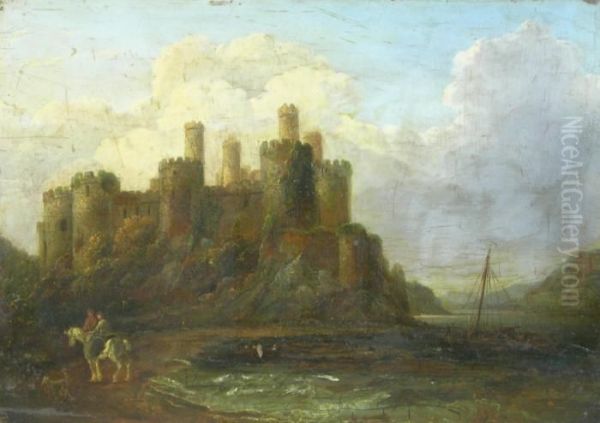 Castle With Horsemen Oil Painting by John, Rev. Thomson Of Duddingston