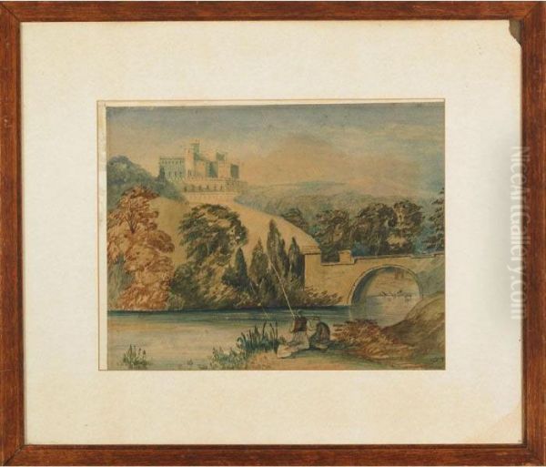 Highland Castle And Trout Stream Oil Painting by John, Rev. Thomson Of Duddingston