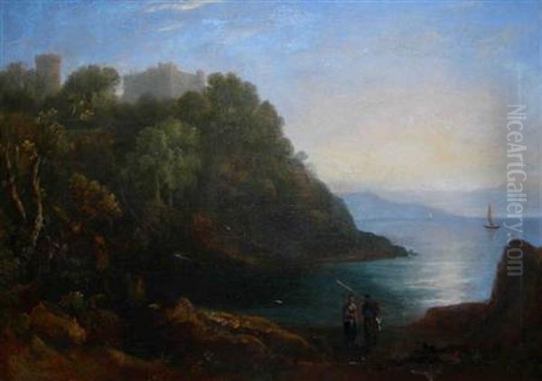 Coastal Fortress Oil Painting by John, Rev. Thomson Of Duddingston