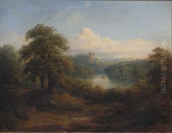 Scottish Landscape With Castle Oil Painting by John, Rev. Thomson Of Duddingston