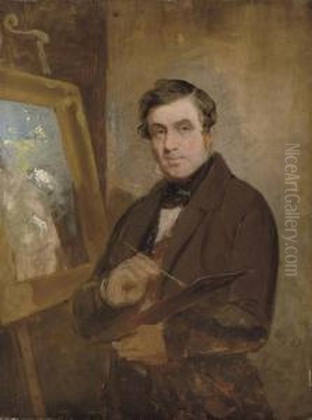 Self-portrait At An Easel, 14 November 1816 Oil Painting by John, Rev. Thomson Of Duddingston