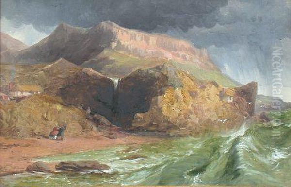 A Blustery Walk By The Shore Oil Painting by John, Rev. Thomson Of Duddingston