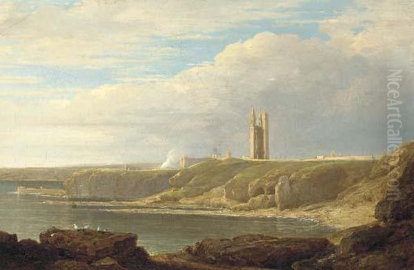 A Coastal Landscape With St. Andrew's Cathedral, Fife Oil Painting by John, Rev. Thomson Of Duddingston