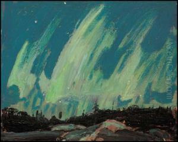 Northern Lights Oil Painting by Tom Thomson