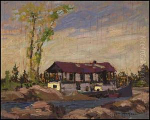 Log Picking, Houseboat, Dog Point Oil Painting by Tom Thomson