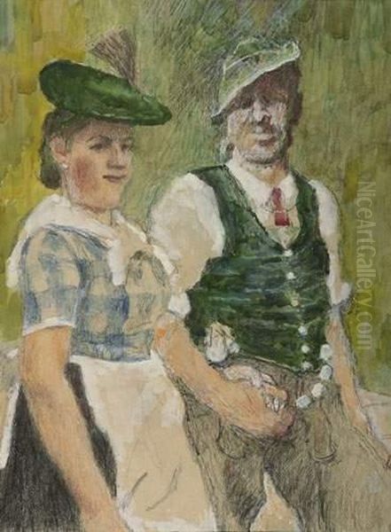 Sudtiroler Bauernpaar. Oil Painting by Eduard Thony