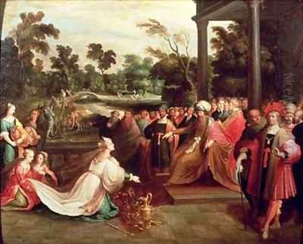 King Solomon and the Queen of Sheba Oil Painting by Frans I Francken