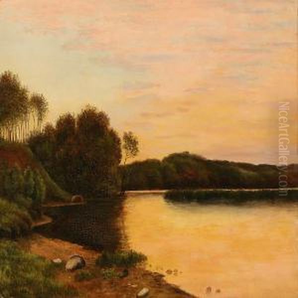 Summer Evening At The Silkeborg Lakes, Denmark Oil Painting by Anton Erik Ch. Thorenfeld