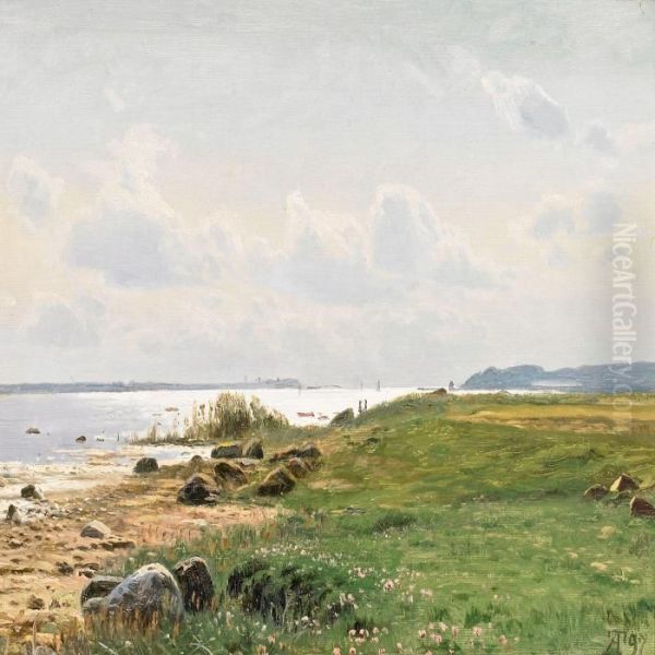 View From Roskilde Fjord Oil Painting by Anton Erik Ch. Thorenfeld