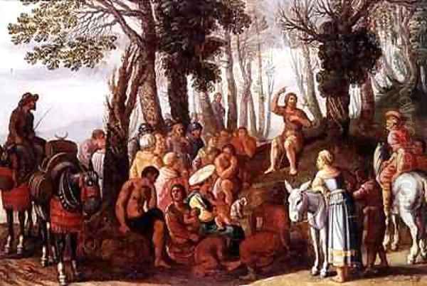 John the Baptist Preaching Oil Painting by Frans I Francken