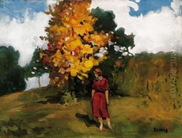 Autumn In Nagybanya Oil Painting by Janos Thorma