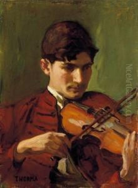 The Voice Of Thhe Violin Oil Painting by Janos Thorma