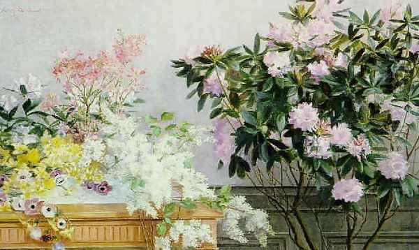 Spring flowers in an interior Oil Painting by Johanne Nicoline Louise Frimodt