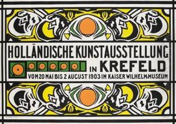 Plakat: Hollandische Kunstausstellung Krefeld Oil Painting by Johann Thorn Prikker