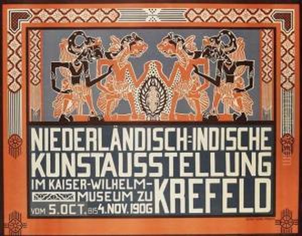 Plakat: Niederlandisch-indische Kunstausstellung Krefeld Oil Painting by Johann Thorn Prikker