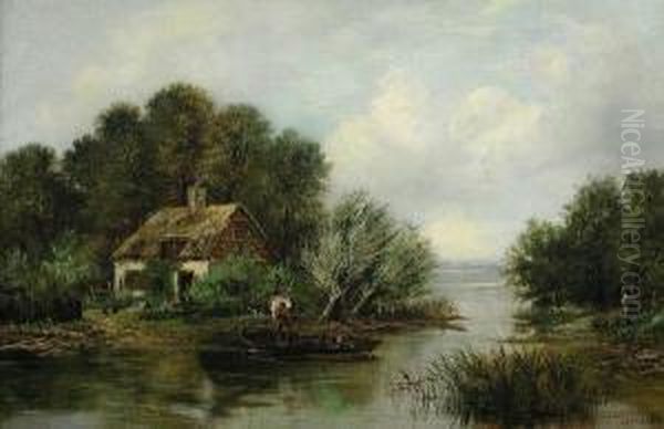 On The Thamesnear Chertsey Oil Painting by Johann Thorn Prikker