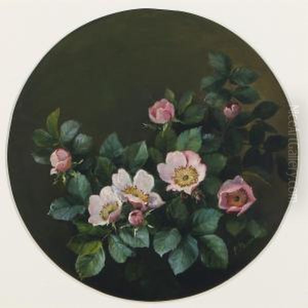 Pink Roses Oil Painting by Emmy Marie Caroline Thornam