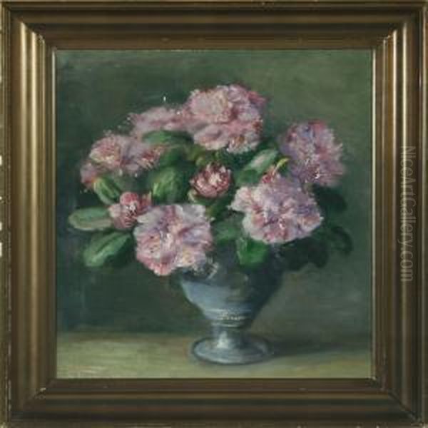 Still Life With Rhododendron In A Vase On A Table Oil Painting by Emmy Marie Caroline Thornam