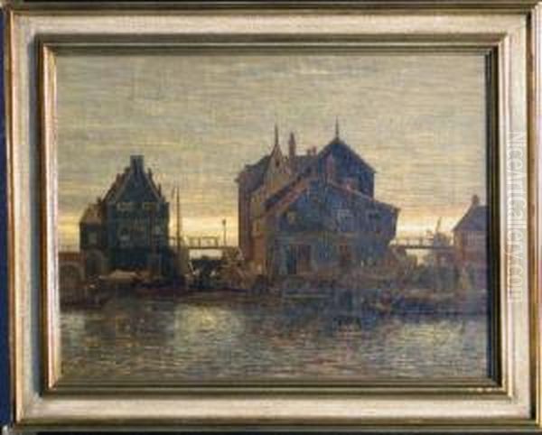 Docks, Early Morning Oil Painting by Charles Thorneley