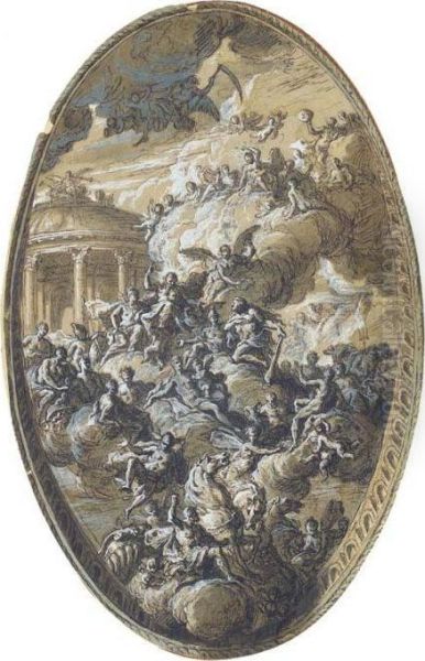 Proposed Design For The Saloon 
Ceiling At Blenheim Palace, Oxfordshire: The Apotheosis Of Hercules Oil Painting by Sir James Thornhill