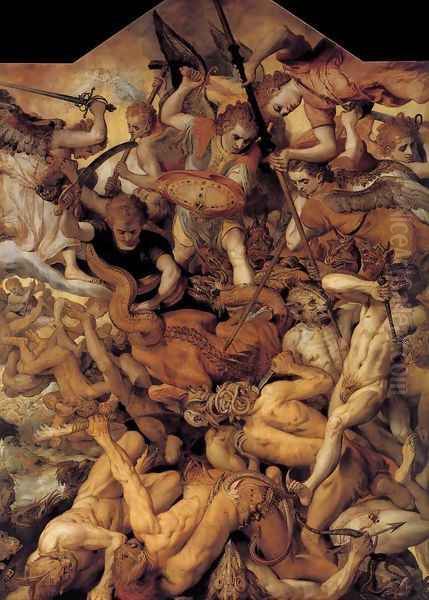 The Fall of the Rebellious Angels 1554 Oil Painting by Frans, the elder Floris