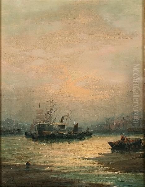 The Medway Near Rochester Oil Painting by Hubert Thornley