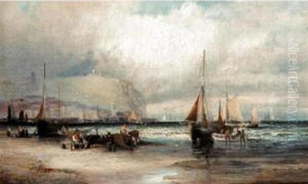 Low Tide, Scarborough Oil Painting by Hubert Thornley