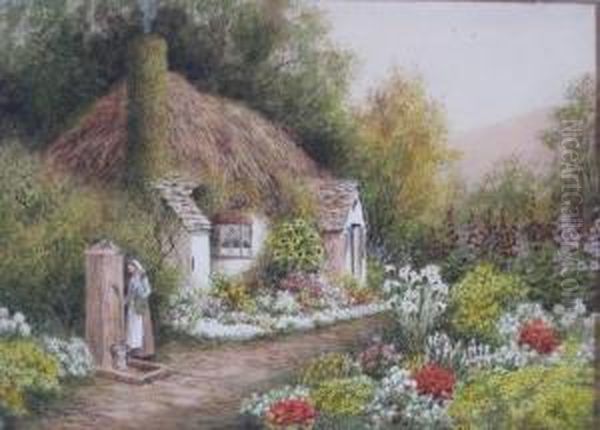 Thatched Cottage In Countryside Oil Painting by Robert John, Dr. Thornton