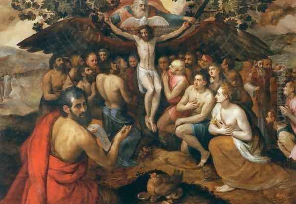 The Sacrifice of Jesus Christ, Son of God, Gathering and Protecting Mankind Oil Painting by Frans, the elder Floris