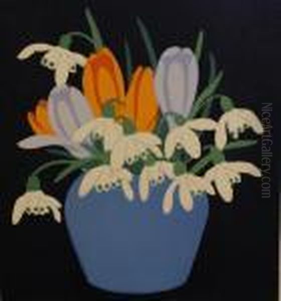 Crocus And Snowdrops Oil Painting by John Hall Thorpe