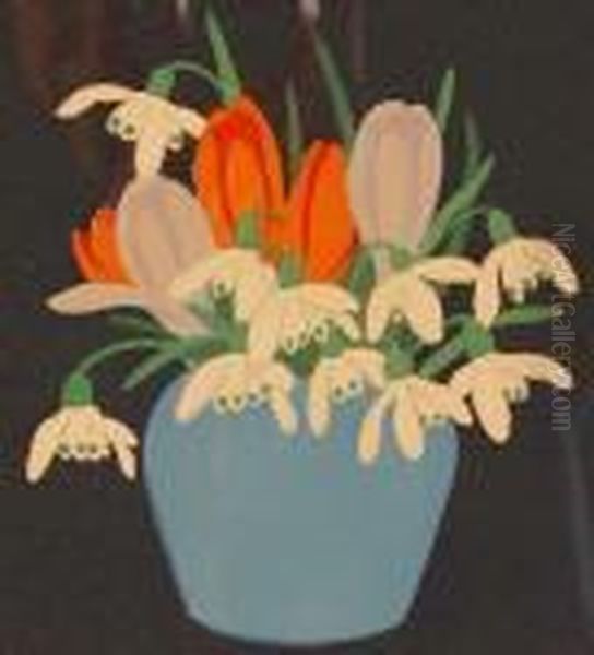 Still Life Flower Studies Oil Painting by John Hall Thorpe