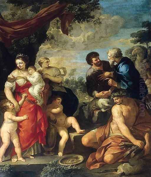 The Reconciliation of Jacob and Laban Oil Painting by Ciro Ferri