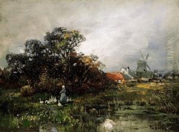 Village End Oil Painting by Friedrich Paul Thumann