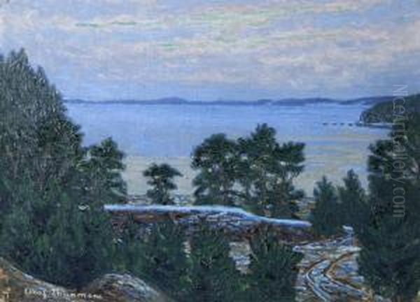 Kustlandskap Oil Painting by Olof Thunman