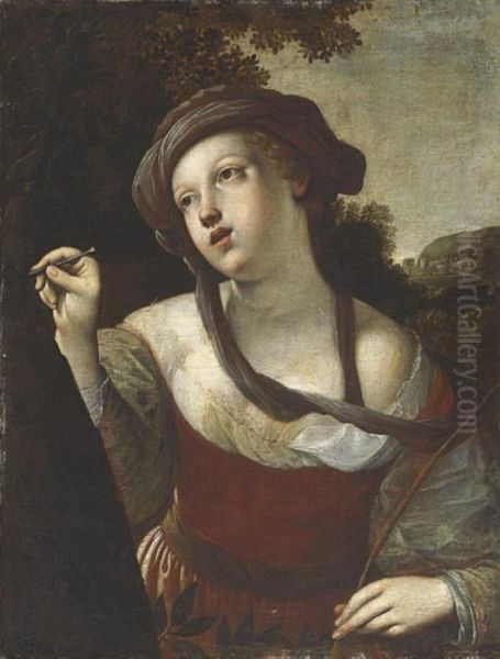 Erminia Carving The Name Of Tancred On A Tree, A Scene From Tasso Oil Painting by Alessandro Tiarini