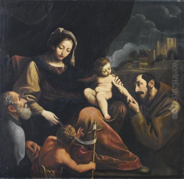 Sacra Famiglia Con San Giovannino E San Francesco Oil Painting by Alessandro Tiarini