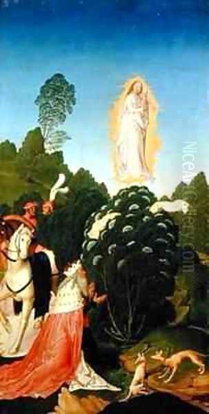 The Finding of the Veil from the Legend of St Leopold Oil Painting by Rueland the Younger Frueauf