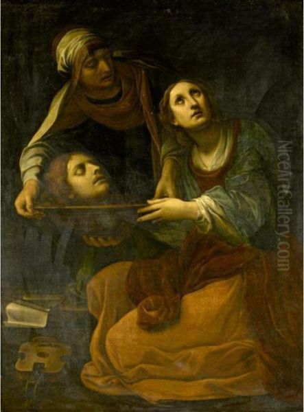 Saint Cecilia With The Head Of Saint Valerius Oil Painting by Alessandro Tiarini