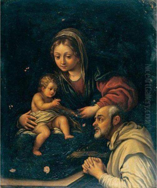 Madonna Col Bambino E San Romualdo Oil Painting by Alessandro Tiarini