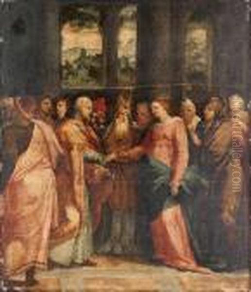 The Marriage Of The Virgin Oil Painting by Domenico Pellegrini Tibaldi