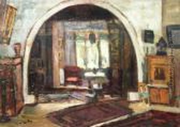 Interior Oil Painting by Erno Tibor