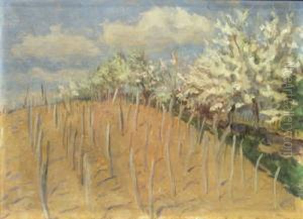 Spring Landscape Oil Painting by Erno Tibor