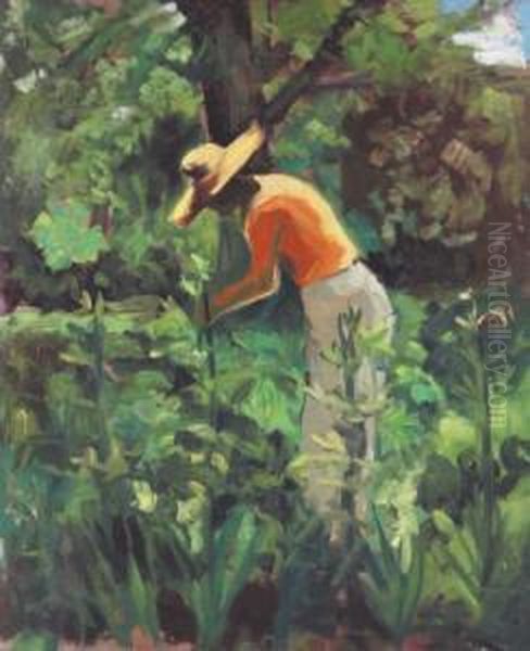 In The Garden Oil Painting by Erno Tibor