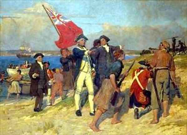 Landing of Captain Cook at Botany Bay in 1770 Oil Painting by Emanuel Phillips Fox