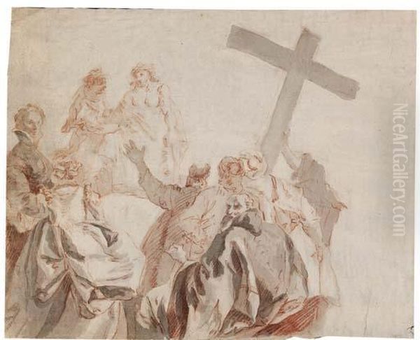 La Montee Au Calvaire, D'apres Giovanni Domenico Tiepolo Oil Painting by Lorenzo Baldissera Tiepolo